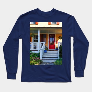 Mendham NJ - Porch With Wooden American Flag Long Sleeve T-Shirt